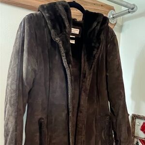 Brown soft leather coat